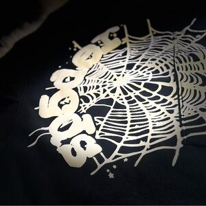 Black Crewneck Sweater with Web Graphic